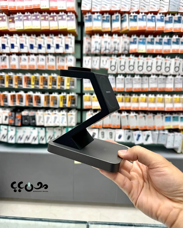 نمای بغل پایه (استند) شارژ وایرلس 4 کاره پرودو مدل Porodo 4 in 1 POWERDOCK اصل