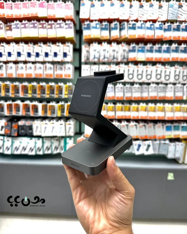 کاربرد پایه (استند) شارژ وایرلس 4 کاره پرودو مدل Porodo 4 in 1 POWERDOCK اصل