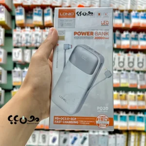 پاور بانک LDNIO PQ20 اصل دارای کابل سرخود Type-C و Lightning