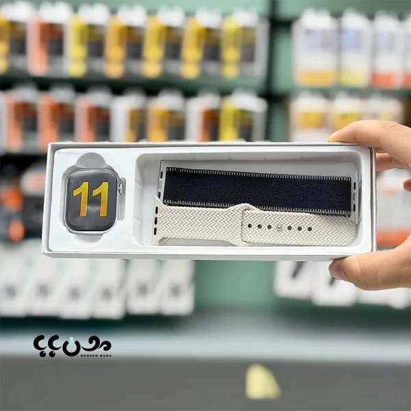 ساعت هوشمند hk11 pro max با بند سفید و مشکی