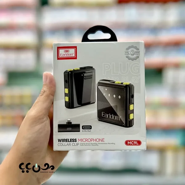 خرید میکروفون یقه ای بی سیم ارلدام ET-MC9L لایتنینگ با دو فرستنده